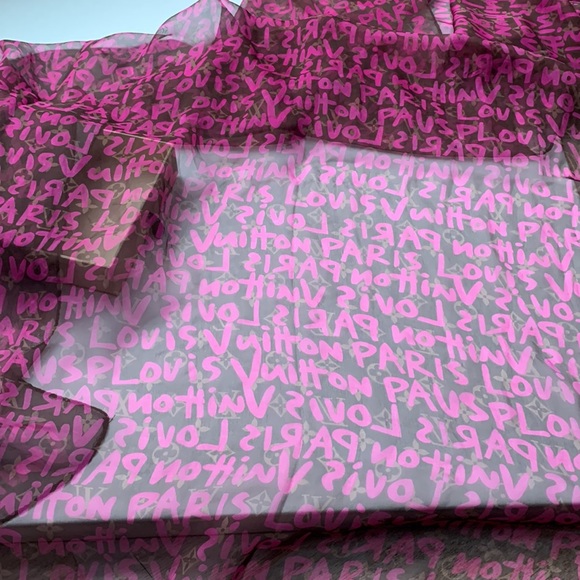 RARE Louis Vuitton Limited Edition Neon 💕Pink LV Stephen Sprouse Graffiti Scarf - Picture 8 of 16